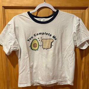Forever 21 crop tshirt avacado & toast logo size M